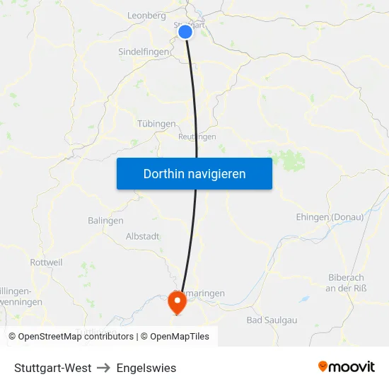 Stuttgart-West to Engelswies map