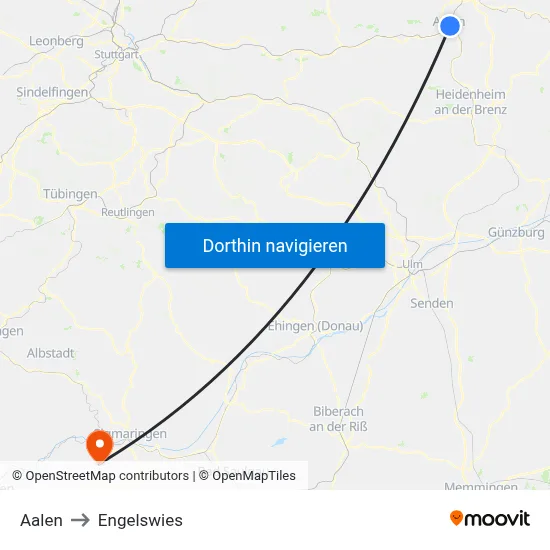 Aalen to Engelswies map