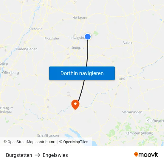 Burgstetten to Engelswies map