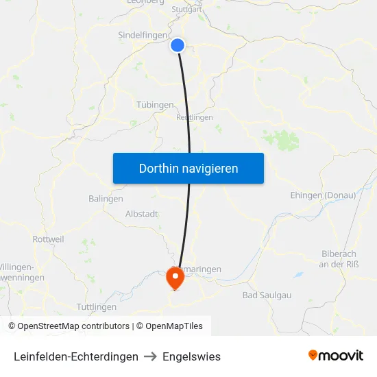 Leinfelden-Echterdingen to Engelswies map