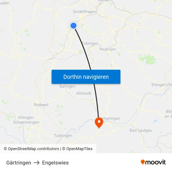 Gärtringen to Engelswies map