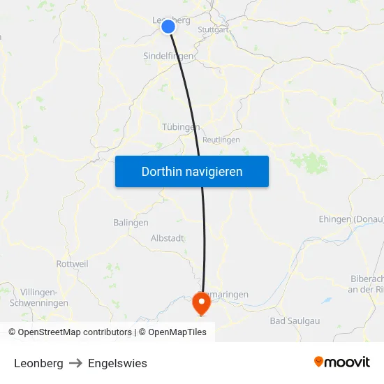 Leonberg to Engelswies map