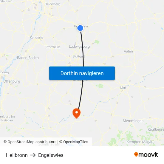 Heilbronn to Engelswies map