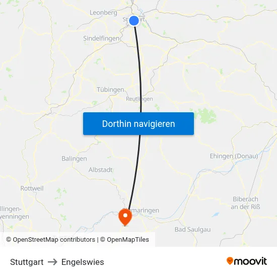 Stuttgart to Engelswies map