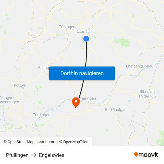 Pfullingen to Engelswies map