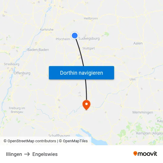 Illingen to Engelswies map