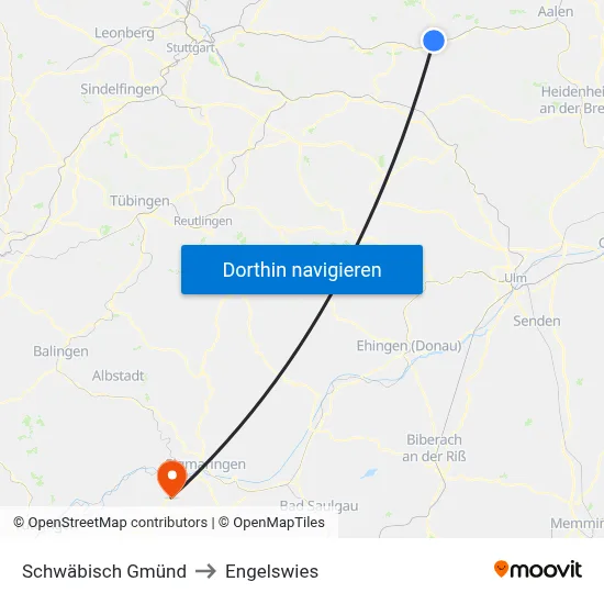 Schwäbisch Gmünd to Engelswies map