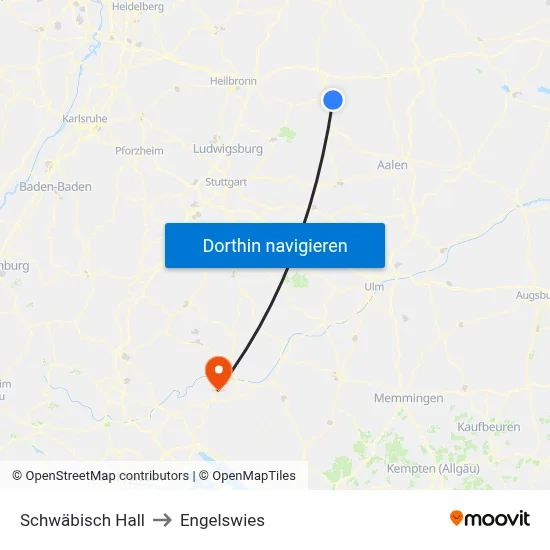 Schwäbisch Hall to Engelswies map
