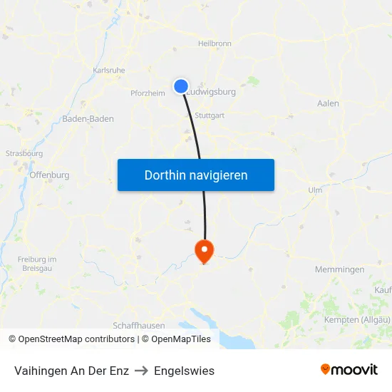 Vaihingen An Der Enz to Engelswies map