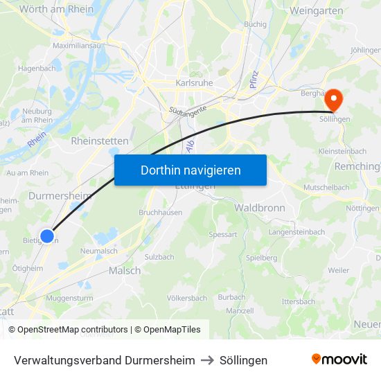 Verwaltungsverband Durmersheim to Söllingen map