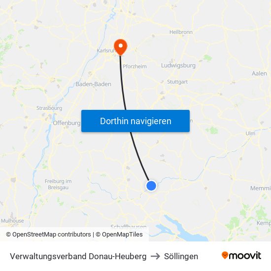 Verwaltungsverband Donau-Heuberg to Söllingen map