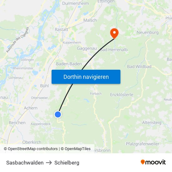 Sasbachwalden to Schielberg map