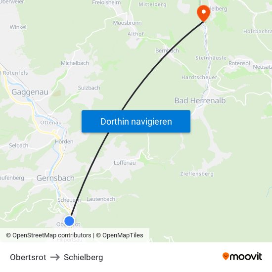 Obertsrot to Schielberg map