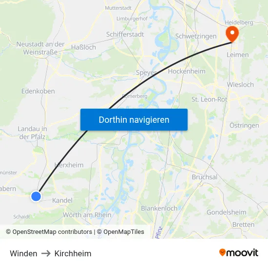 Winden to Kirchheim map