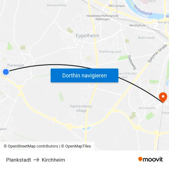 Plankstadt to Kirchheim map