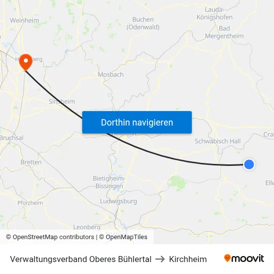 Verwaltungsverband Oberes Bühlertal to Kirchheim map
