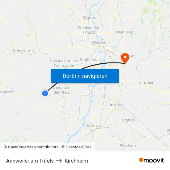 Annweiler am Trifels to Kirchheim map