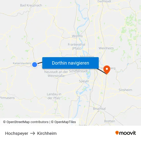 Hochspeyer to Kirchheim map