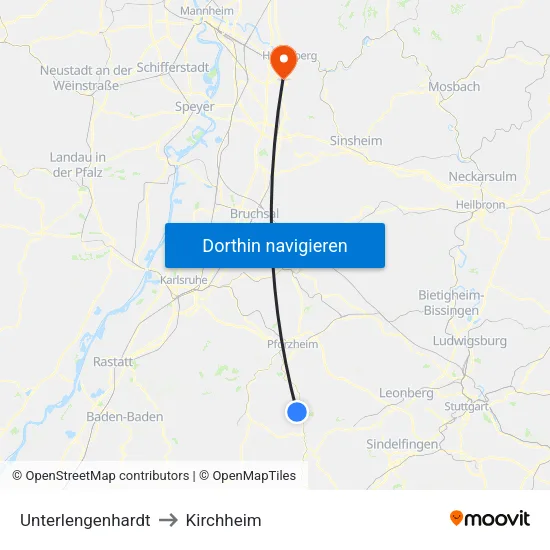 Unterlengenhardt to Kirchheim map
