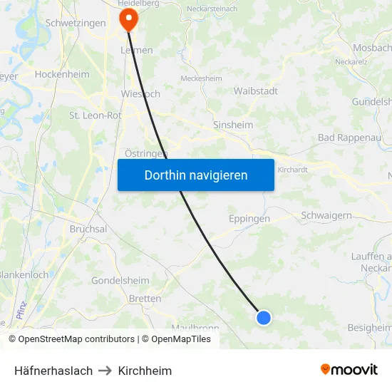 Häfnerhaslach to Kirchheim map