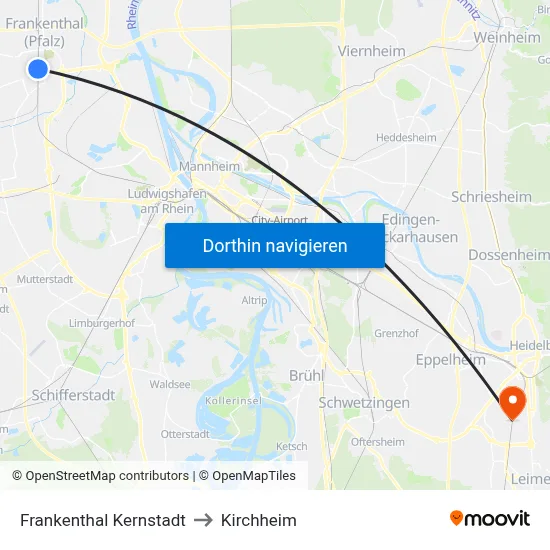 Frankenthal Kernstadt to Kirchheim map