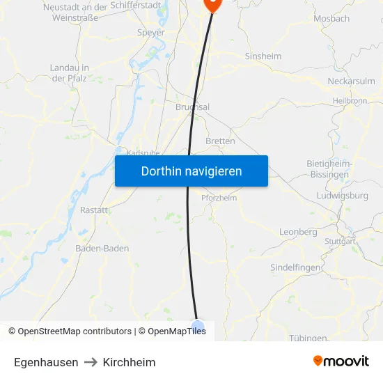 Egenhausen to Kirchheim map