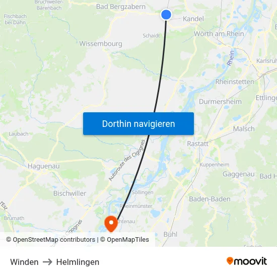 Winden to Helmlingen map
