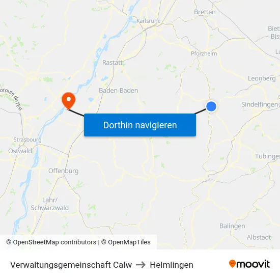 Verwaltungsgemeinschaft Calw to Helmlingen map