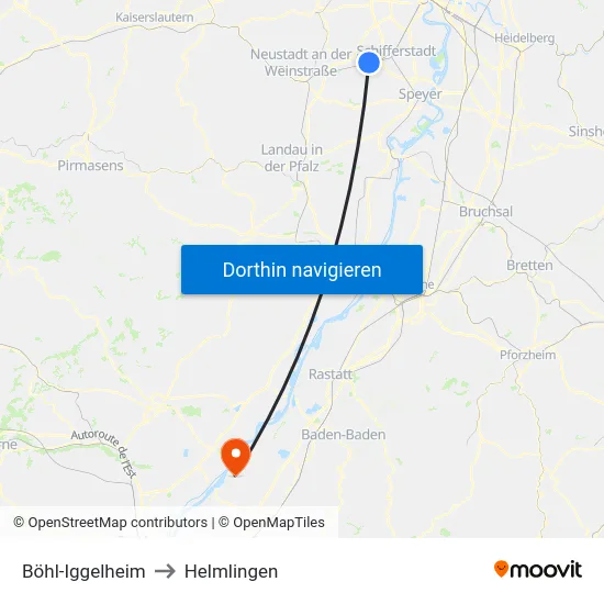 Böhl-Iggelheim to Helmlingen map