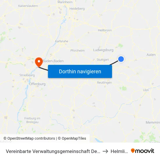Vereinbarte Verwaltungsgemeinschaft Der Stadt Schorndorf to Helmlingen map