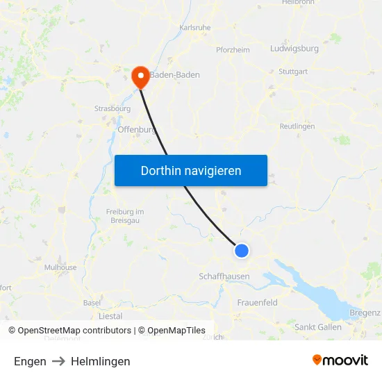 Engen to Helmlingen map