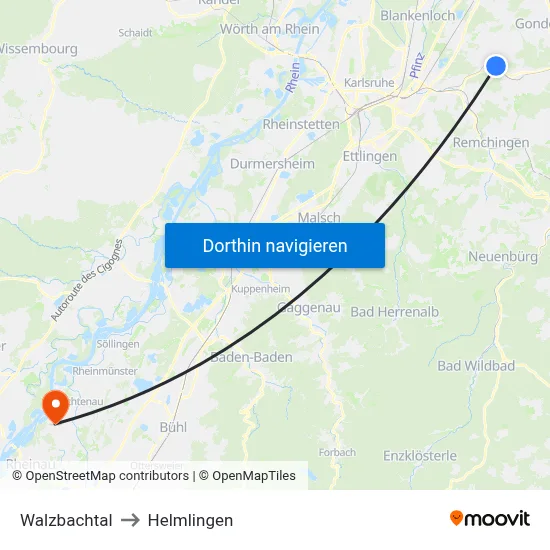 Walzbachtal to Helmlingen map