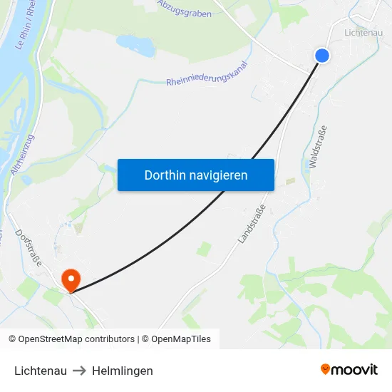 Lichtenau to Helmlingen map