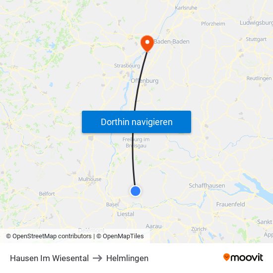 Hausen Im Wiesental to Helmlingen map