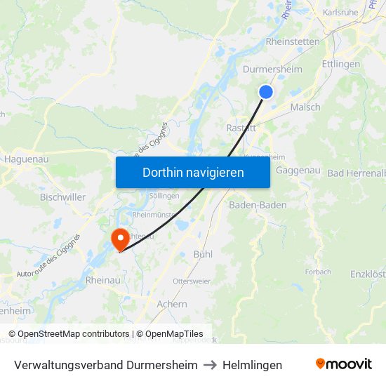 Verwaltungsverband Durmersheim to Helmlingen map