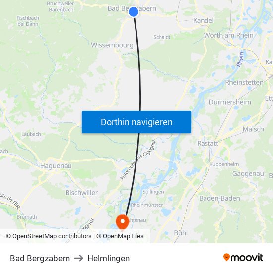 Bad Bergzabern to Helmlingen map