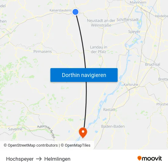 Hochspeyer to Helmlingen map