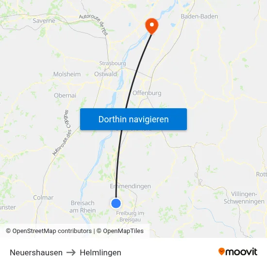 Neuershausen to Helmlingen map