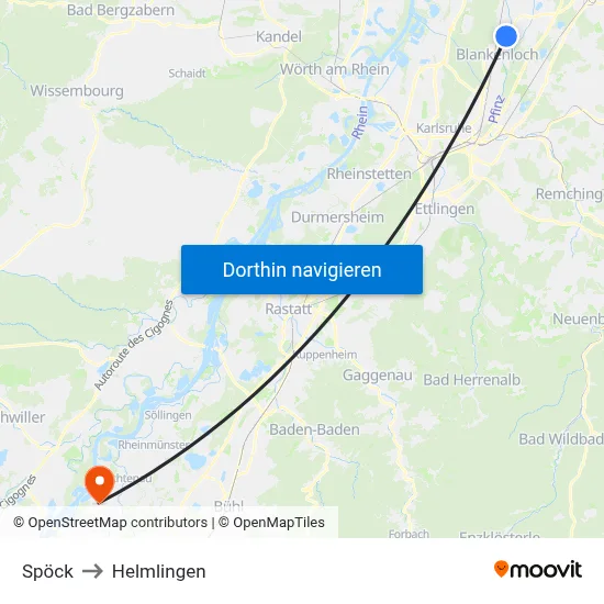 Spöck to Helmlingen map