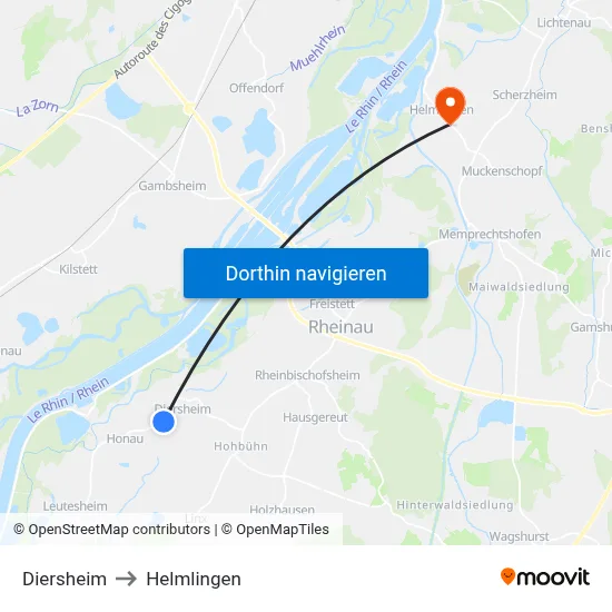 Diersheim to Helmlingen map