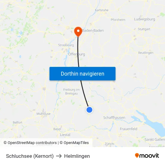 Schluchsee (Kernort) to Helmlingen map