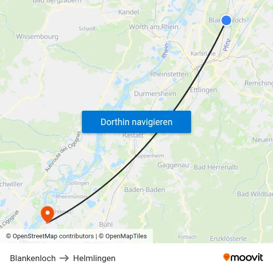 Blankenloch to Helmlingen map
