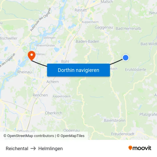 Reichental to Helmlingen map