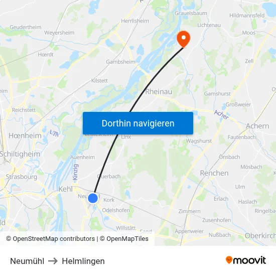Neumühl to Helmlingen map