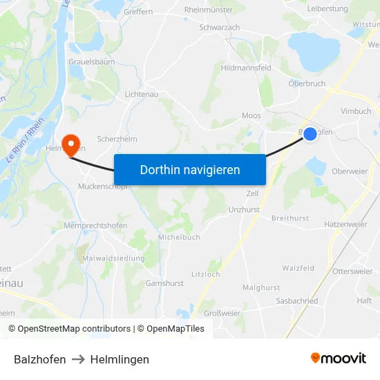 Balzhofen to Helmlingen map
