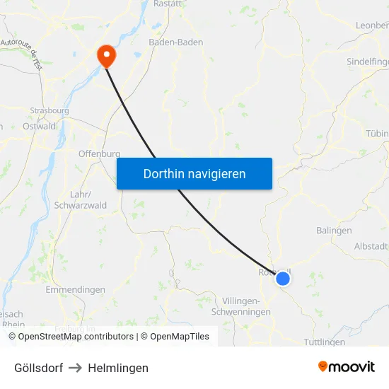 Göllsdorf to Helmlingen map