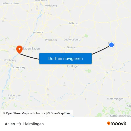 Aalen to Helmlingen map