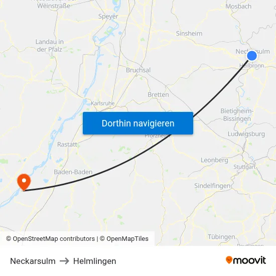 Neckarsulm to Helmlingen map
