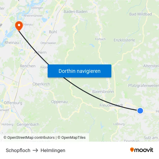 Schopfloch to Helmlingen map