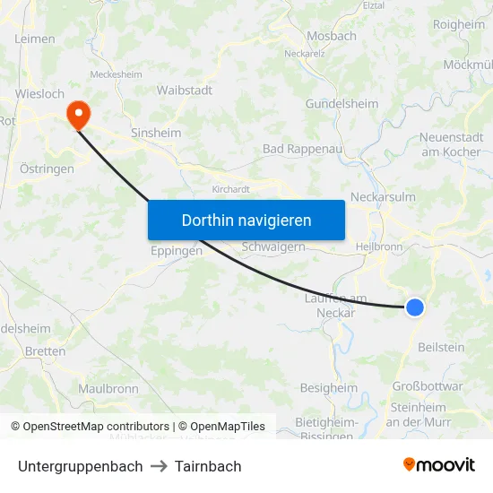 Untergruppenbach to Tairnbach map